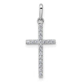 14k White Gold Polished CZ Cross Pendant