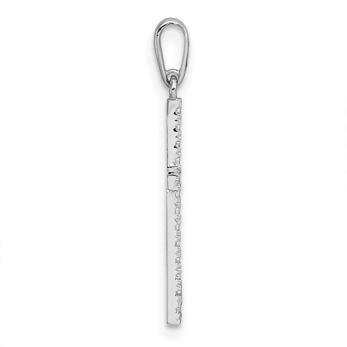 14k White Gold Polished CZ Cross Pendant