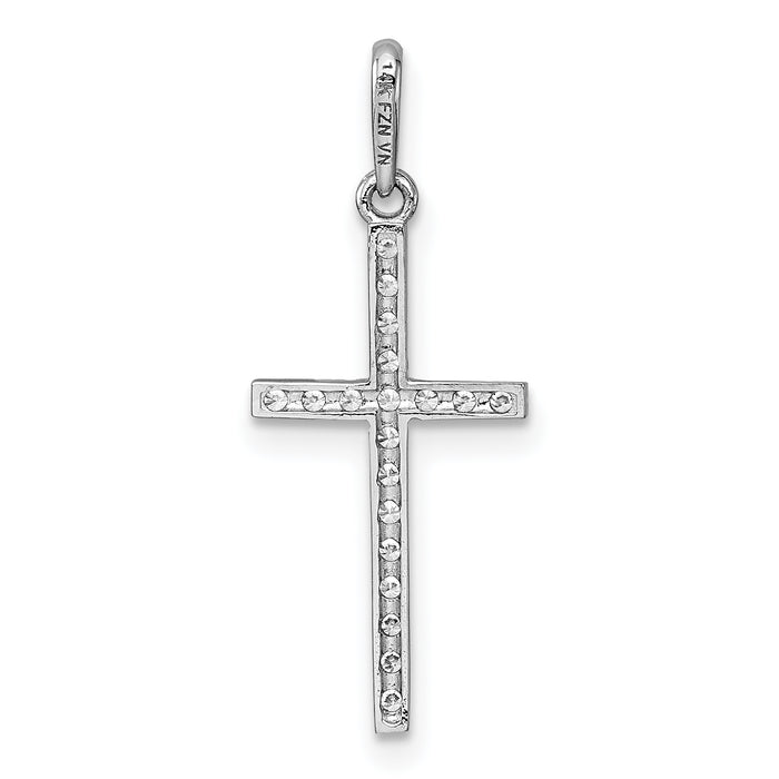 14k White Gold Polished CZ Cross Pendant