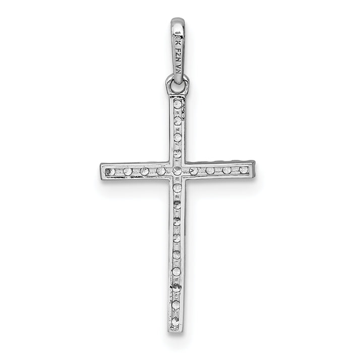 14k White Gold Polished CZ Cross Pendant