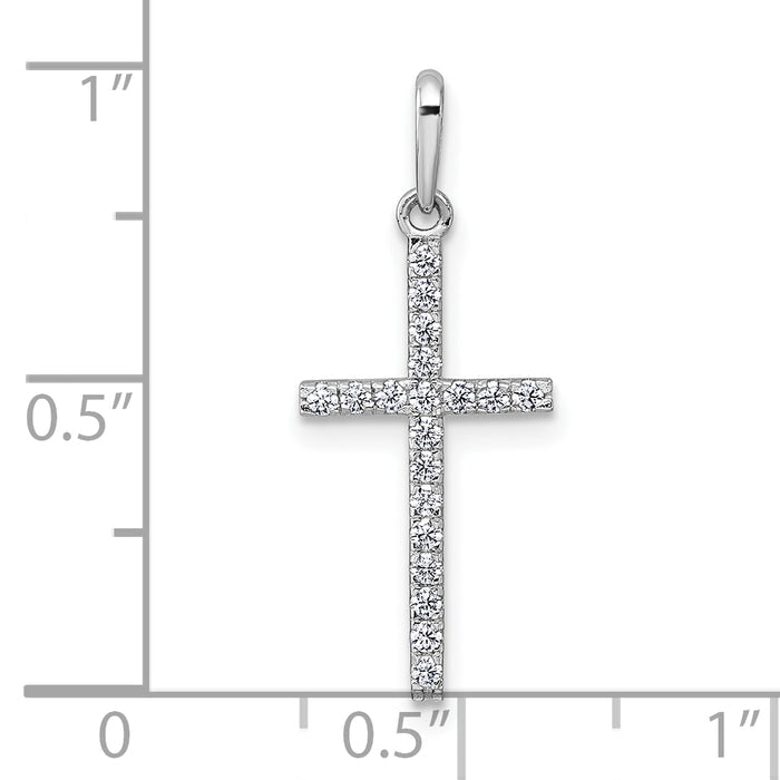14k White Gold Polished CZ Cross Pendant