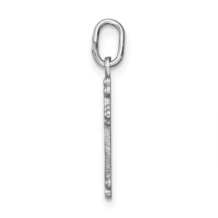 14k White Gold Polished D/C Small Budded Cross Charm