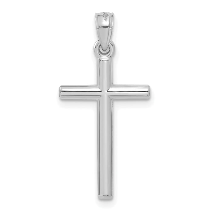 14k White Gold Polished Hollow Cross Pendant