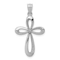 14k White Gold Polished Ribbon Cross Pendant