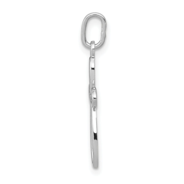 14k White Gold Polished Small Ribbon Cross Pendant