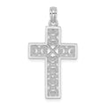14K White Gold Polished Square Cross w/ Heart Design Charm