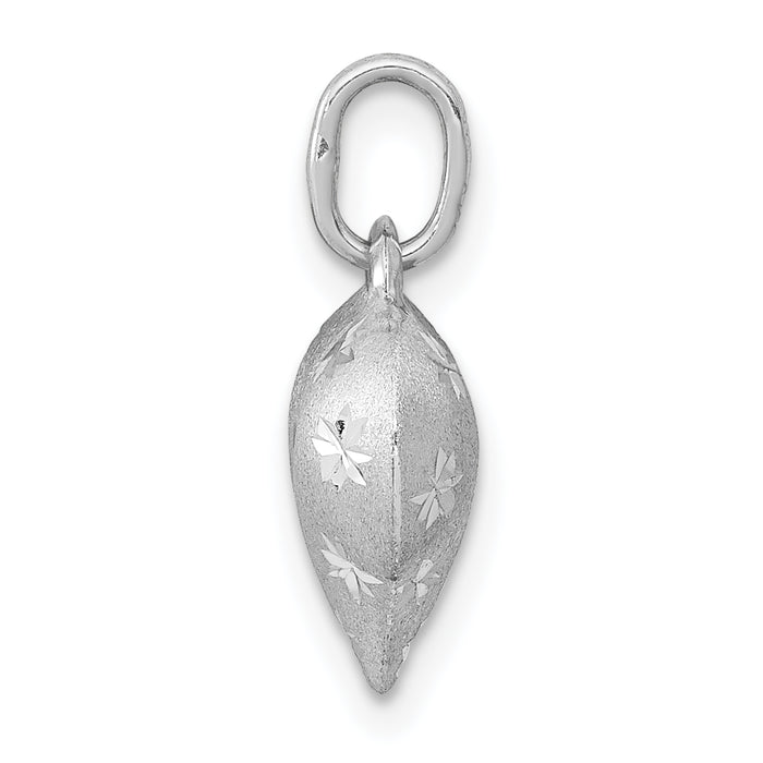 14k White Gold Satin Diamond-cut 3D Puffed Heart Pendant