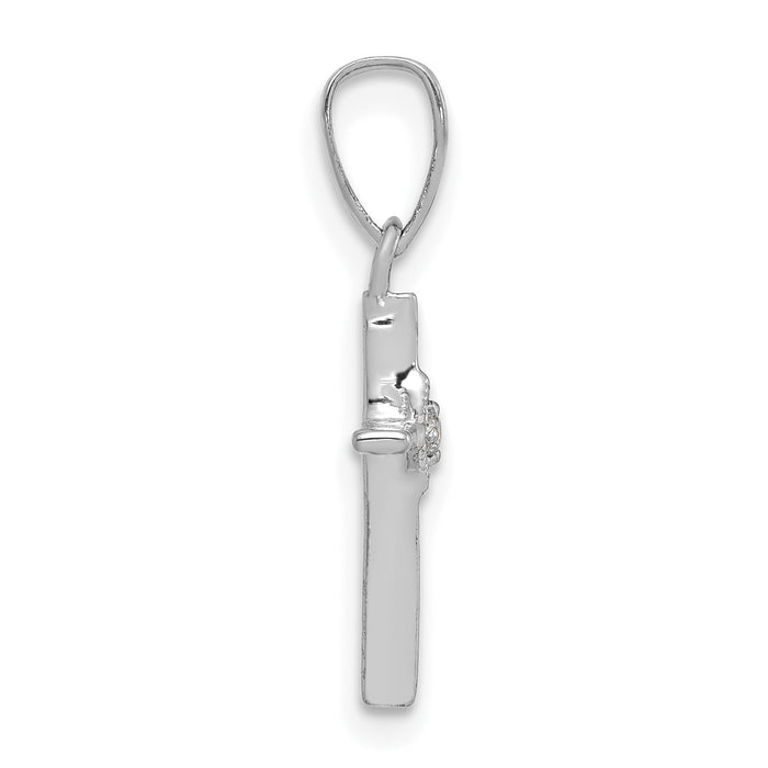 14k White Gold Small .01ct. Diamond Cross Pendant