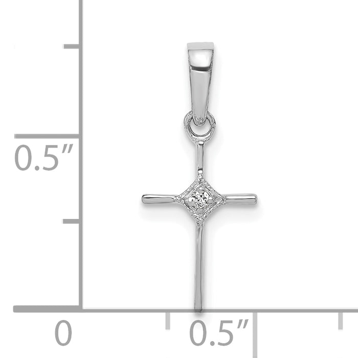 14k White Gold Small .01ct. Diamond Cross Pendant
