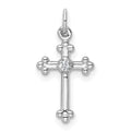 14k White Gold Small Diamond Budded Cross Pendant