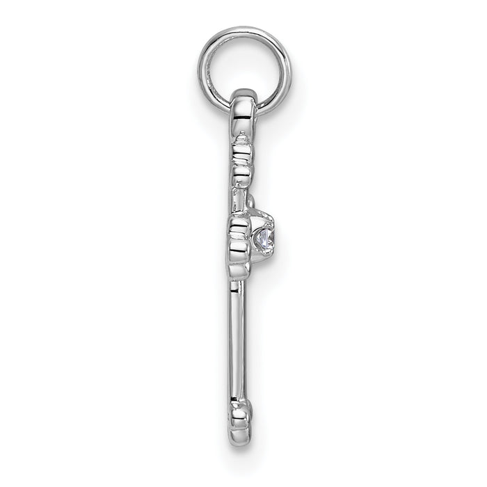 14k White Gold Small Diamond Budded Cross Pendant