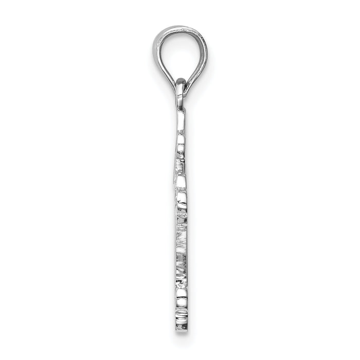 14K White Polished Cross Pendant