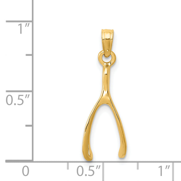 14k Wishbone Pendant
