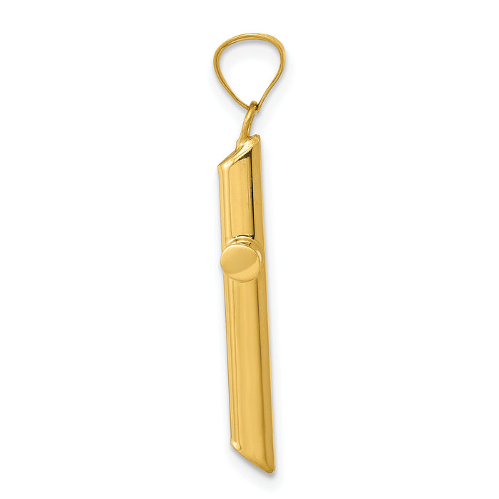 14k w/Rhodium 3-D Hollow Cross Pendant
