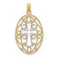 14K w/Rhodium Beaded Filigree Cross Charm
