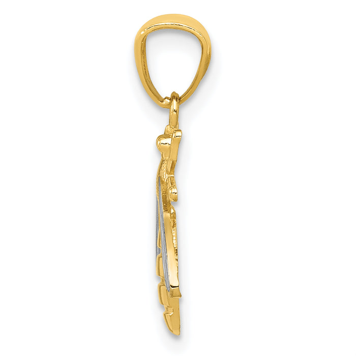 14k w/Rhodium Bee Pendant