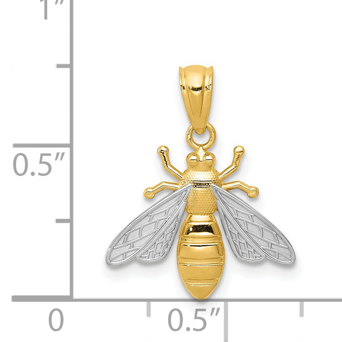 14k w/Rhodium Bee Pendant