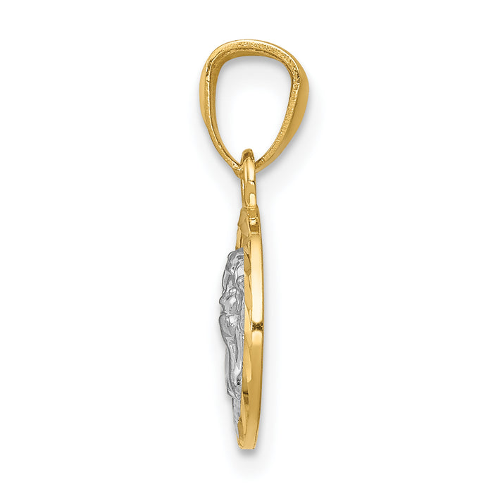 14K w/Rhodium Cherub Pendant