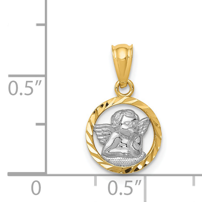 14K w/Rhodium Cherub Pendant
