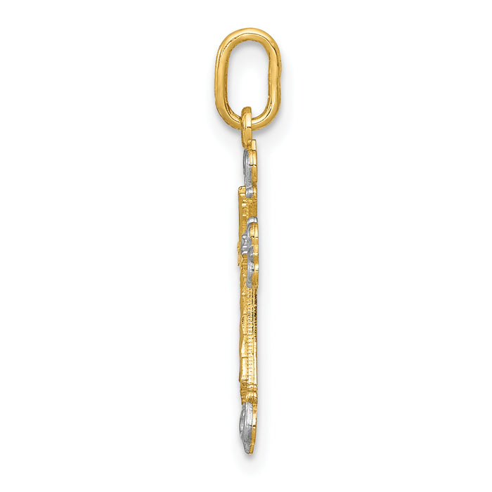 14K w/Rhodium Cross Charm