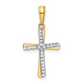 14K w/Rhodium D/C Cross Pendant