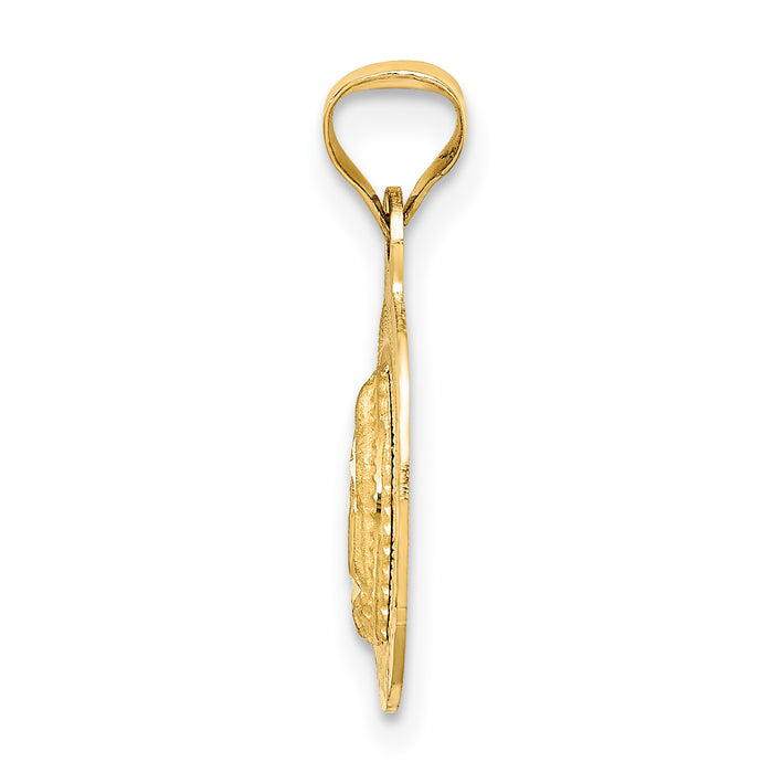 14K w/Rhodium D/C Lady Of Guadalupe Oval Pendant