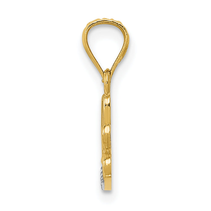 14k w/Rhodium Diamond-cut LOVE Pendant