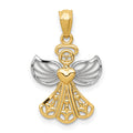 14K w/Rhodium Filigree Angel Pendant