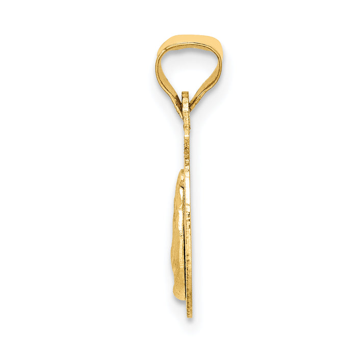 14K w/Rose and White Rhodium D/C  Baptism Pendant