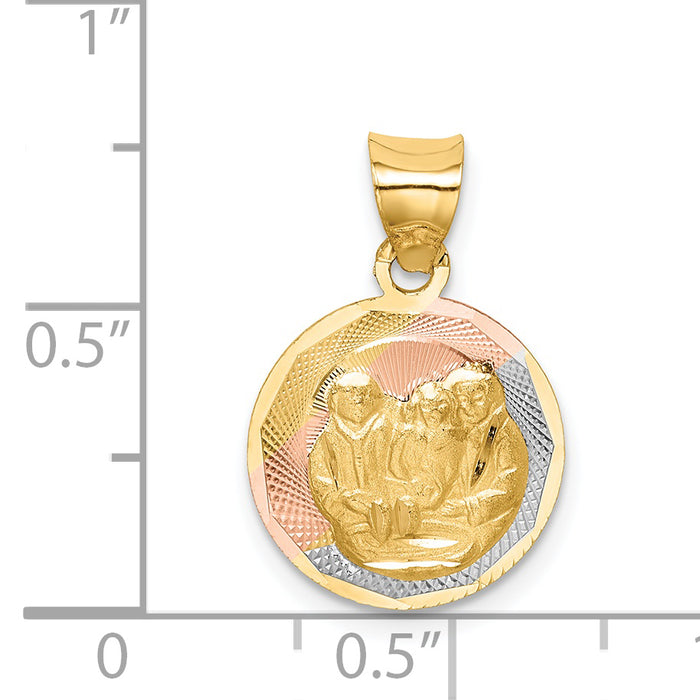 14K w/Rose and White Rhodium D/C  Baptism Pendant