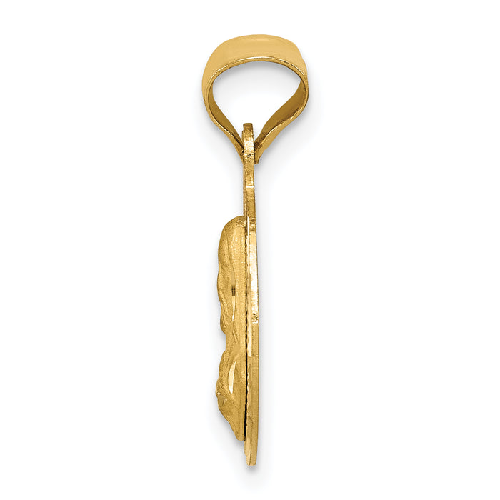 14K w/Rose and White Rhodium D/C Sagrado Corazon Pendant