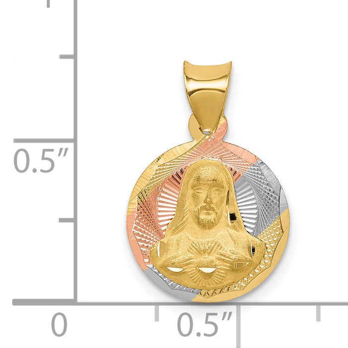 14K w/Rose and White Rhodium D/C Sagrado Corazon Pendant