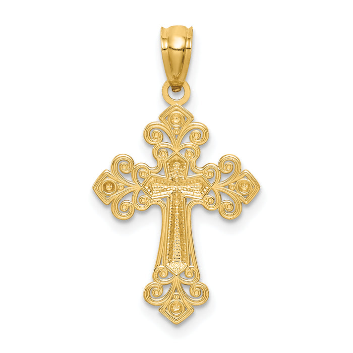 14K w/White Rhodium D/C Cross Pendant