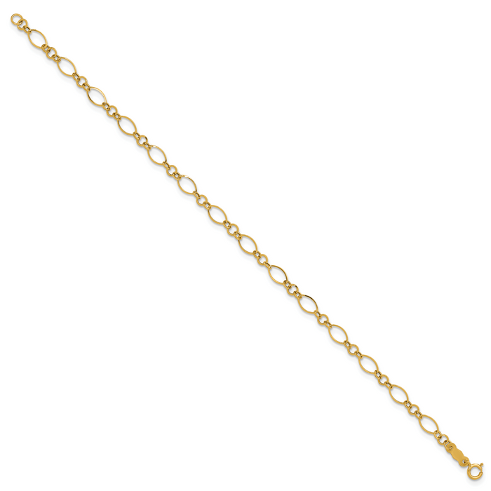 14k Yellow Gold 7.25in Polished Fancy Link Bracelet