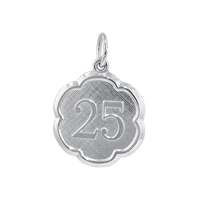 "25" Disc Charm in Sterling Silver