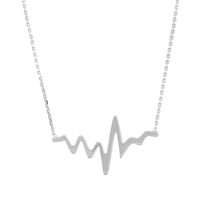 Adjustable Heartbeat Necklace in Sterling Silver (16inches to 18inches)