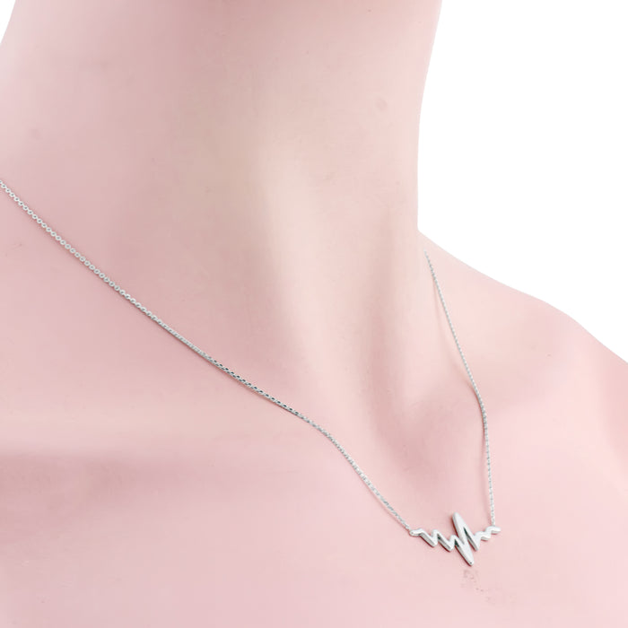 Adjustable Heartbeat Necklace in Sterling Silver (16inches to 18inches)
