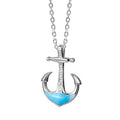 Alamea Larimar Anchor Necklace in Sterling Silver with Cubic Zirconia