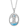 Alamea Larimar Light House Necklace in Sterling Silver with Cubic Zirconia