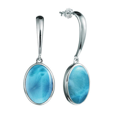 Alamea Larimar Oval Earrings in Sterling Silver