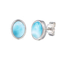 Alamea Larimar Oval Stud Earrings in Sterling Silver
