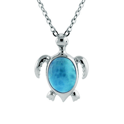 Alamea Larimar Turtle Necklace in Sterling Silver