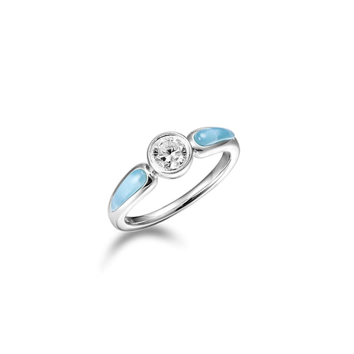 Alamea White Topaz and Larimar Ring in Sterling Silver