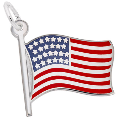 American Flag Charm in Sterling Silver