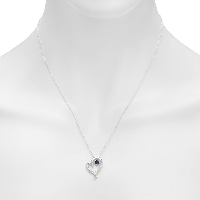 Amethyst Heart Necklace in Sterling Silver