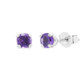 Amethyst Stud Earrings in 14kt White Gold (3mm)