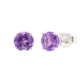 Amethyst Stud Earrings in 14kt White Gold (5mm)