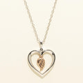Angel Wing Heart Necklace in Sterling Silver and 10kt Rose Gold with Diamonds (.01ct tw)