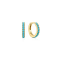 Ania Haie Blue Lab Created Turquoise Huggie Hoop Earrings in Sterling Silver with 14kt Yellow Gold Plate