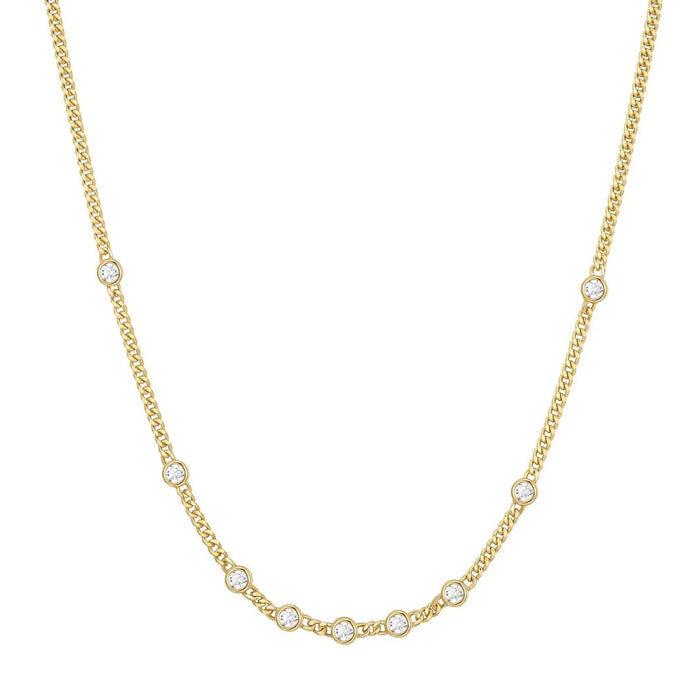 Ania Haie Cubic Zirconia Bezel Station Necklace in Sterling Silver with 14kt Gold Plate